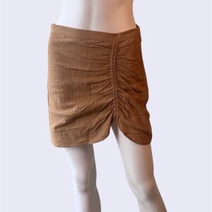 NWT H&M Tan Ruched Mini Skirt Size 6